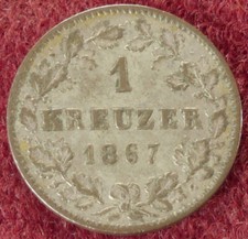 Wurttemberg German States 1 Kreuzer 1867 (E2009)