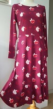 Kettlewell Dress Size Medium Red Floral Midi stretchy long sleeve NEW