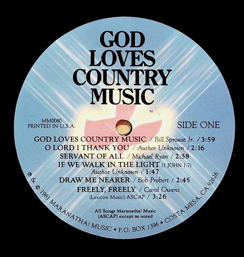 God Loves Country Music LP Maranatha 1981 Country Gospel Ron Tutt Al Perkins - Picture 3 of 4