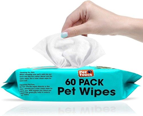 60 Pack All Purpose PET WIPES Dogs & Cats ALCOHOL FREE & WET Moist Paw Cleaner - Picture 3 of 6