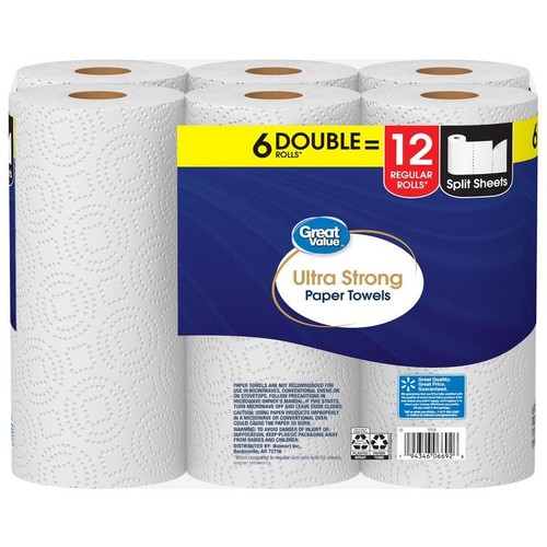 Ultra Strong Absorbent 2-Ply Paper Towels 6 Double Rolls 110 Sheets Per Roll New - Picture 4 of 6
