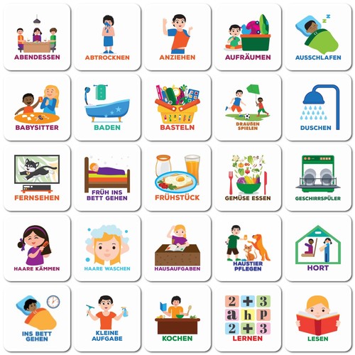 - Magnetic Pictograms for Weekly Planning Board - 50 Count - German - for...