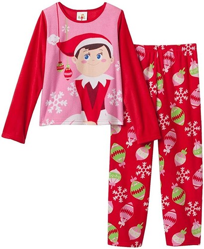 GIRLS SIZE 4 THE ELF ON THE SHELF 2 PIECE FLEECE PAJAMA SET NWT HOLIDAY