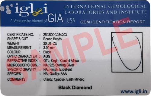 7 mm Black Diamond Necklace 22 Inches AAA Carbonado - Earth Mined Certified ! - Bild 5 von 5