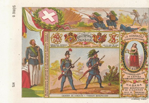 1860S ITALIAN ITALY ARMY UNIFORM EMPTY CIGARETTES 10 PACKS LABELS WRAPPERS CUBA