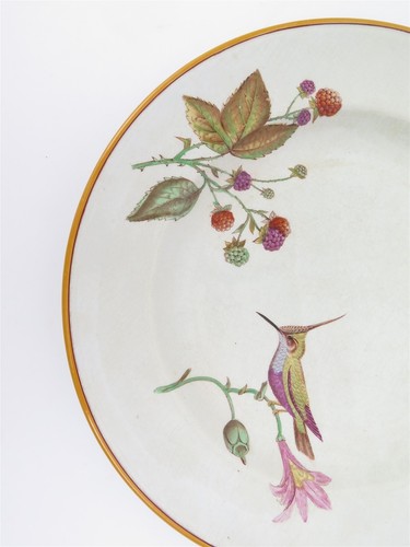 Vintage Wedgwood Creamware Hummingbird & Flora Dinner Plate 10.25" Purple Moth - Picture 6 of 8