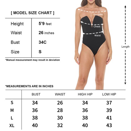 Women's Strapless Deep V-Neck Bodysuit, Sexy Casual Cute Going Out Top Body Suit - Picture 12 of 36