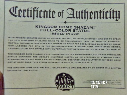 Shazam! Kingdom Come "World's Mightiest Mortal" 9 1/2"Statue #680/1500 DC Direct - Picture 7 of 10