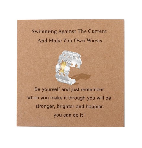 Swim Against the Current Ring, The CHOSE Gifts Inspirational Rings for Women ... - Picture 1 of 7