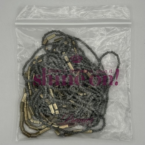 Premier Designs Grey & Metallic Antique Bronze 6 Strand Beaded Necklace - Picture 6 of 8