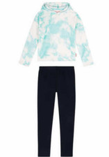 BCBG Girls 2 Piece Plush Hoodie Set W/Legging Blue Tie-Dye, Small 7-8 NWT