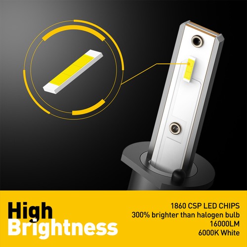 AUXITO H1 Super White LED Headlight Bulb Conversion Kit High Low Beam Lamp 6000K - Picture 4 of 16
