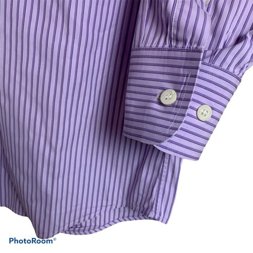 Faconnable Club Mens 16 Lavender Purple Striped Long Sleeve Button Down Shirt - Picture 3 of 7