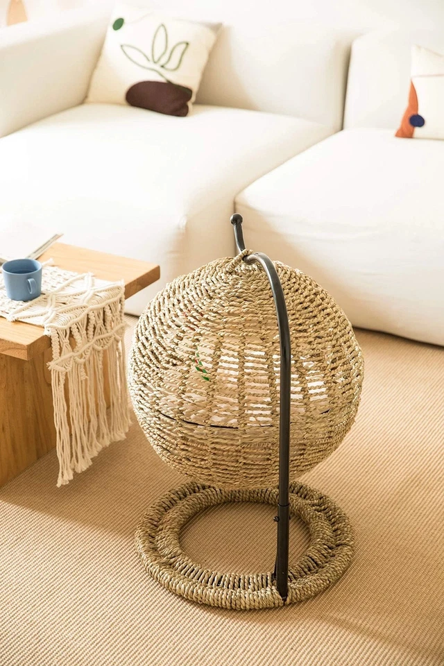 Yospot 手工制作柳条猫床篮子摇摆宠物屋巢 — 第 4/4 张图片