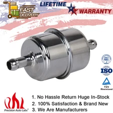 Fuel Oil Filter 3/8" Inline Hose Chrome Carbureted for Ford Chevy Dodge Diesel