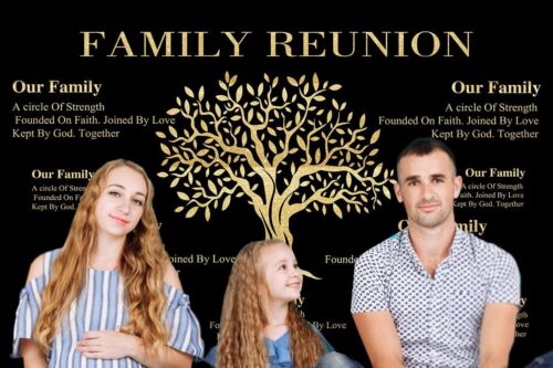 Family Reunion Backdrop 7 x 5 ft Black Golden Family Tree We are Family Photo... - Picture 3 of 5