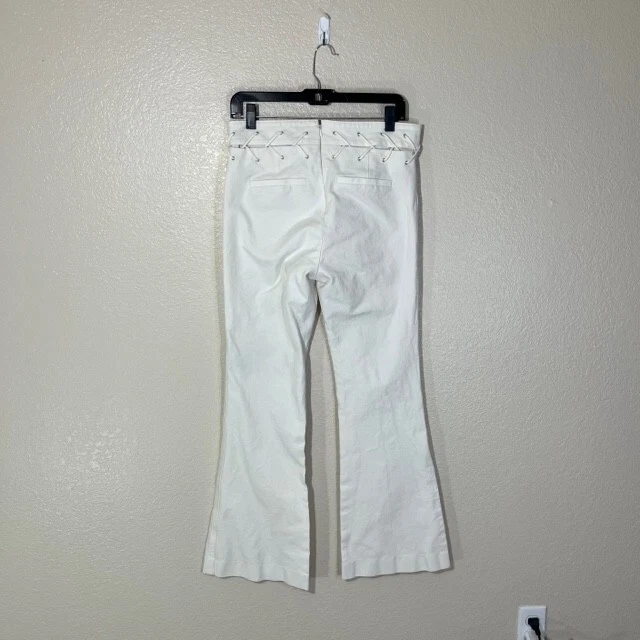 Pantalones Derek Lam Mujer 8 Blanco Acampanado Encaje Detalle Corbata Pantalones 10 Crosby Foto 3 de 4