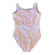 BLOCH Ballet Leotard Girls 12 Pale Pink Mesh Back Sleeveless Dance Leo Floral