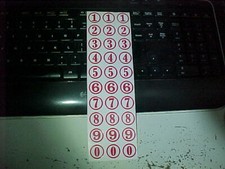 1/24 slotcar 1/24 scale meatball numbers decal sheet thin white vinyl Red