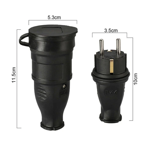 10 x Schuko Kupplung Vollgummi IP44 Schutzkontakt Stecker 230V 16A Gummikupplung - Bild 11 von 12