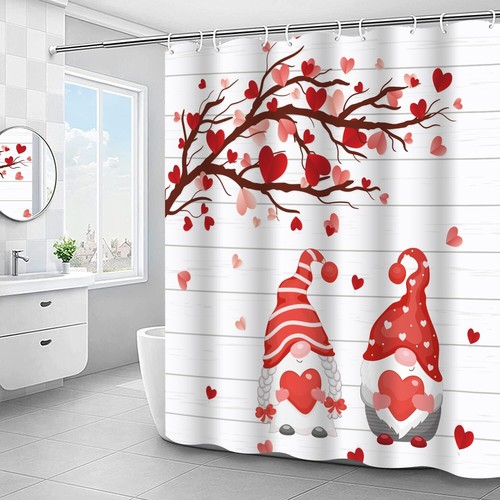 Valentine's Day Shower Curtain Rustic Farmhouse Fabric Shower Curtain Romanti... - Picture 6 of 7