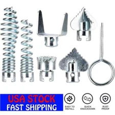 7pcs Cutter Set Drain Cleaner Plumbing Snake Tools Cable Auger Clog Sewer Pipe