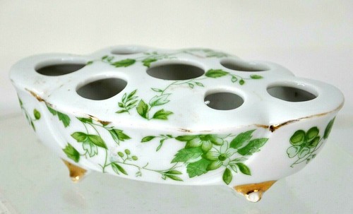 Rare!!! Vintage Porcelain Lipstick Holder Royal Crown Vanity Makeup Tray Green - Picture 2 of 3