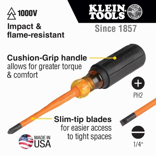 Klein Tools 33732INS Screwdriver Set, Slim-Tip Insulated - Picture 6 of 6