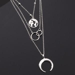Clavicle-Alloy-Lady-Charm-Women-Choker-Moon-Necklace-Jewelry-Chain-Multilayer
