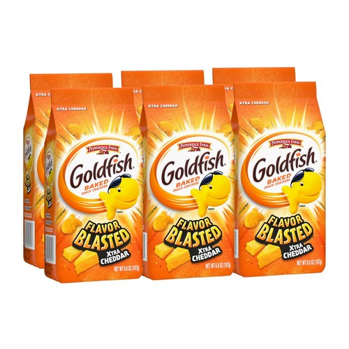 Goldfish Flavor Blasted Xtra Cheddar Cheese Crackers 6.6 Ounce Pack of 6 - Picture 1 of 9