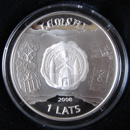 LATVIA - 1 LATS 2008 PROOF KM# 94, HANSEATIC CITY OF LIMBAZI, ORIGINAL BOX & COA - Picture 3 of 4