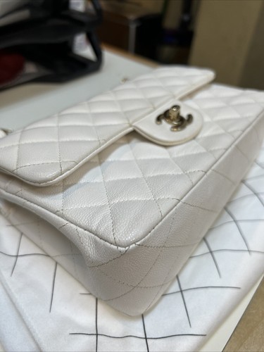 Chanel Quilted Double Flap Small White Caviar Shoulder Handbag GHW - Picture 7 of 14