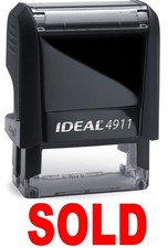 SOLD stamp text on IDEAL 4911 Self-inking Rubber Stamp with RED INK