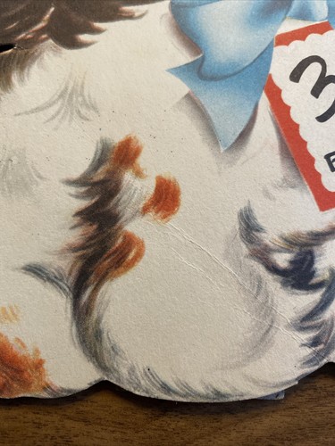 "Tarjeta de felicitación de feliz cumpleaños de colección de los años 40 con soporte perro perrito cachorro troquelado 9"" P7a" - Imagen 7 de 23