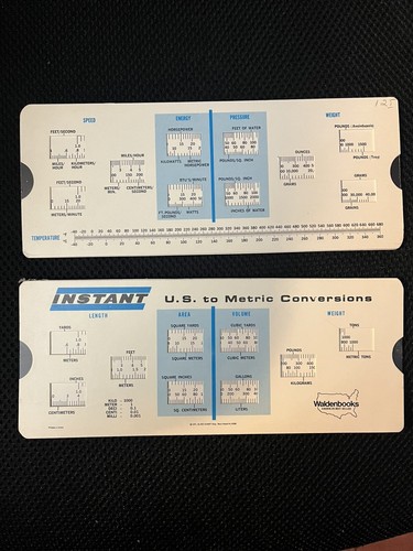 Set of 2 Instant US to Metric Conversion Slides 1971 Vintage Waldenbooks - Bild 2 von 2