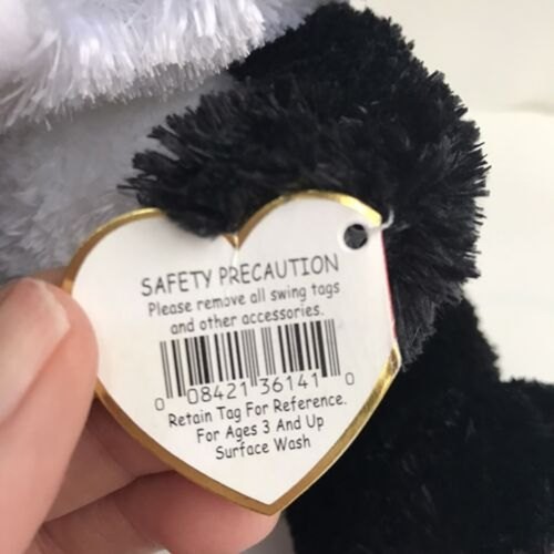 TY Beanie Boo Mandy Panda Plush Heart Eye Stuffed Animal 9" NWT - Picture 7 of 9