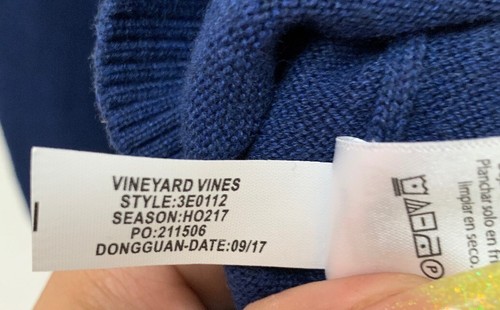 Vineyard Vines Boys L(16) Whale Isle Intarsia Cotton Slub Sweater Blue - Picture 8 of 8