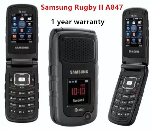 Original Samsung Rugby II A847 2.2'' 3G GSM GPS Unlocke Flip  Black Cell Phone - Picture 1 of 21