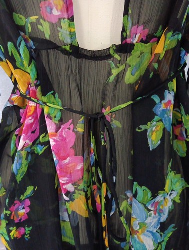 Damen About A Girl Bluse Oberteil transparent mehrfarbig 3/4 Arm Größe L Bindeband Taille - Bild 6 von 7