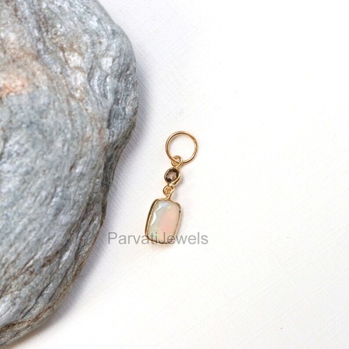 Colgante de oro macizo de 18k natural ópalo etíope corte diamante regalo para mujer dijes - Imagen 2 de 7