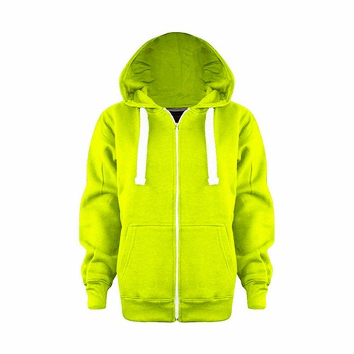 Boys Girls Kids New Cotton Plain Zip Hoodie Pullover Sweatshirt Age 7-13 Years - Picture 14 of 21