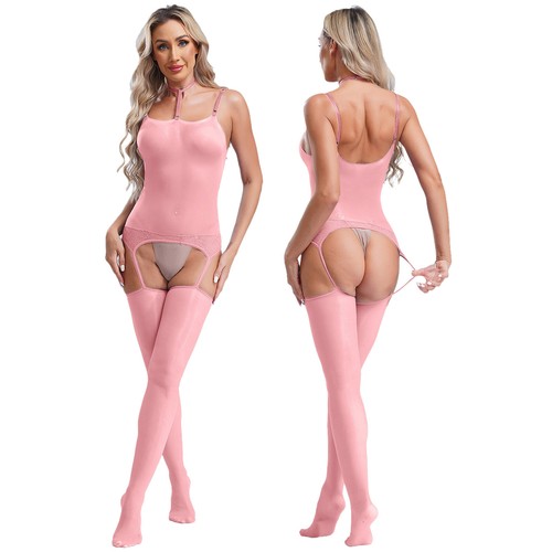 Women Stockings Elastic Jumpsuit Lace Unitard Comfortable Nightwear Sleeveless - Picture 22 of 93