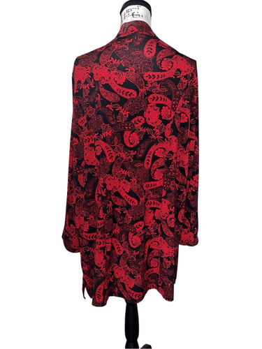 Jessica London NWOT black & red collarless open front jacket 14/16 - Picture 2 of 6