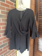 Topshop black romper US4, 3/4 bell sleeve, back zip and v neck