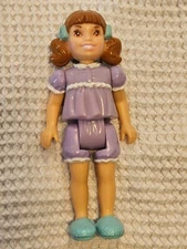PLAYSKOOL Dollhouse Brunette Purple Pajama Girl Playschool Pigtails