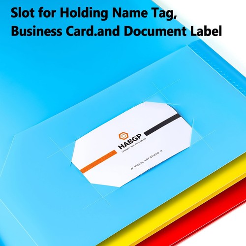 Plastic Folders with Pockets, 6 Color Heavy Duty Two Pocket Folder Business Card - Picture 3 of 8