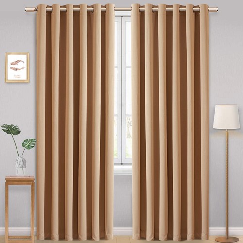 Thick Thermal Blackout Curtains Eyelet Ring Top Ready Made Pair Curtain Panel - Picture 31 of 53