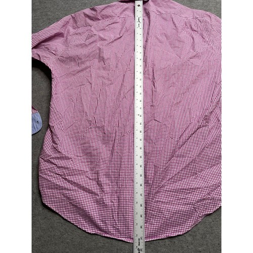 Nordstrom Men's Shop Premium Gingham Button-Down Shirt Purple White Check 17.5 - Picture 8 of 9