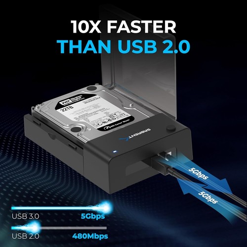 USB 3.0 to SATA External Hard Drive Lay-Flat Docking Station for 2.5 or 3.5in HD - Picture 6 of 8