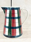 VINTAGE PORCELAIN MILK JUG PITCHER FARMHOUSE COTTAGE TARTAN CHECKERED PATTERN